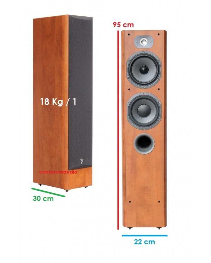 Focal Chorus 716 S ahşap rengi, 95cm boyunda, 22cm genişliğinde, 30cm derinliğinde hoparlör
