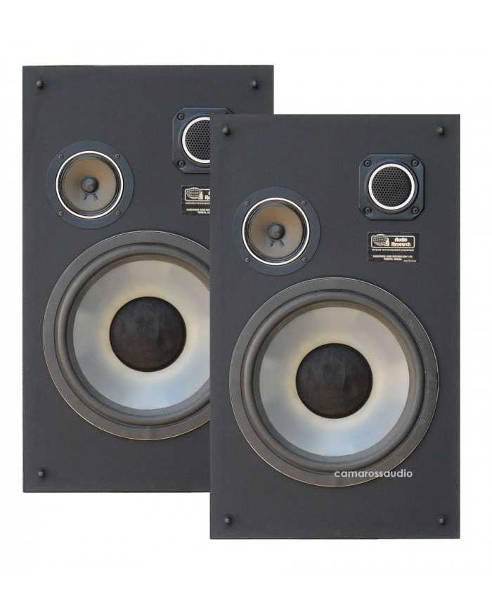 A&D ARX-360PL siyah hoparlör çifti, 3 yollu, büyük woofer, vintage ses.