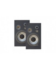 A&D ARX-360PL siyah hoparlör çifti, 3 yollu, büyük woofer, vintage ses.
