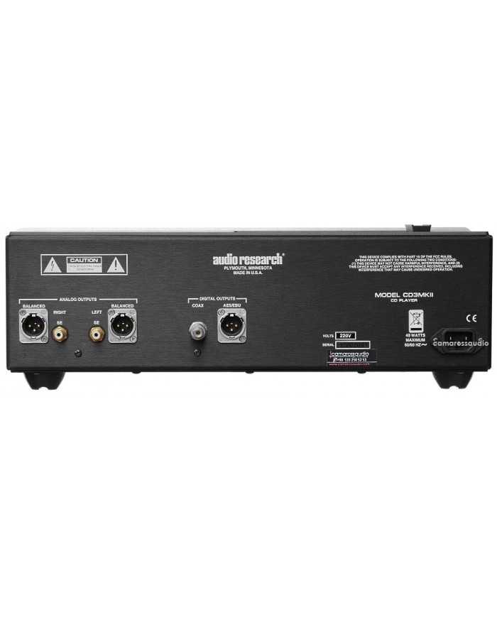 Audio Research CD3 Mk II CD Player, analog ve dijital çıkışlar, siyah kasa
