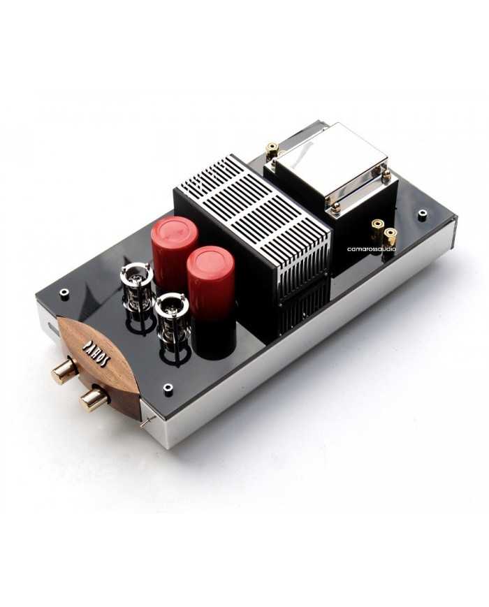 Pathos Classic One MK I tüplü amplifikatör, siyah, kırmızı ve gümüş renklerde.