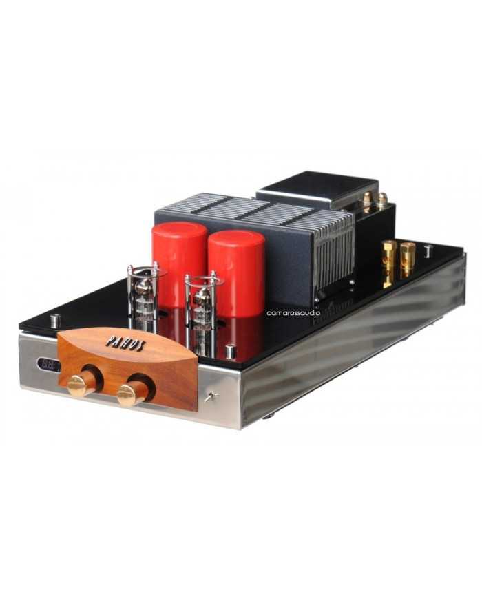 Pathos Classic One MK I tüplü amplifikatör, ahşap ve metal detaylar, kırmızı kondansatörler