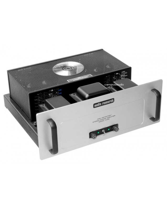 Audio Research CL-60 High Definition Stereo Power Amplifier gümüş renkte, ön panel ve kulplu.