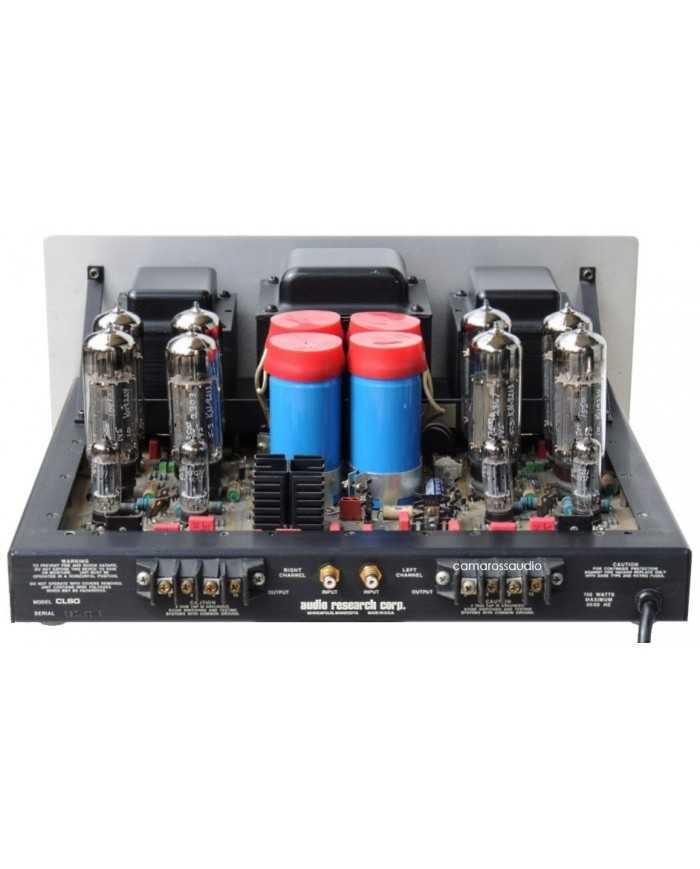 Audio Research CL-60 Güç Amplifikatörü, tüplü ve iç bileşenli, siyah ön panel.