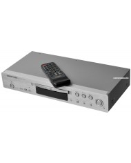 Marantz DV-4400 DVD oynatıcı, gümüş renkli, uzaktan kumandalı.