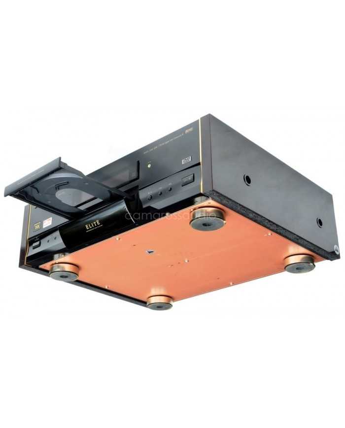 Pioneer Elite DVD-09 DVD oynatıcı, açık tepsi, siyah ve bakır renkli, referans kalitesinde.
