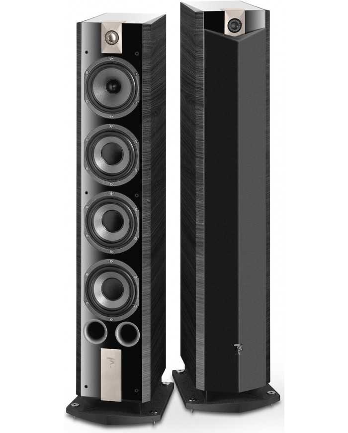 Focal Chorus 836 V Ebony hoparlörler, ahşap desenli siyah kaplama, 4 yollu, 4 sürücülü, 1 tweeter.