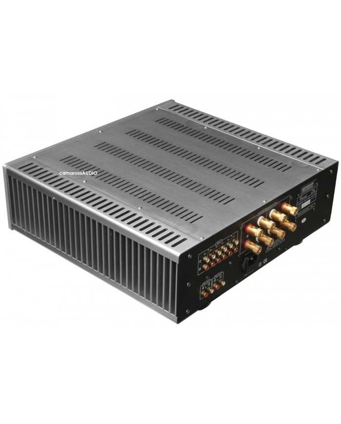 Vincent SV-236 Hybrid Stereo Amp - Gümüş, soğutuculu, hoparlör çıkışları görünen arka kısım