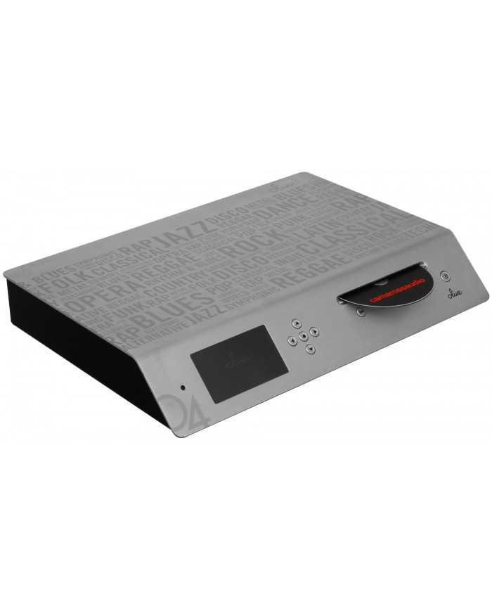 Olive O4HD Music Server, gümüş renkli, CD çalar ve müzik depolama özellikli.
