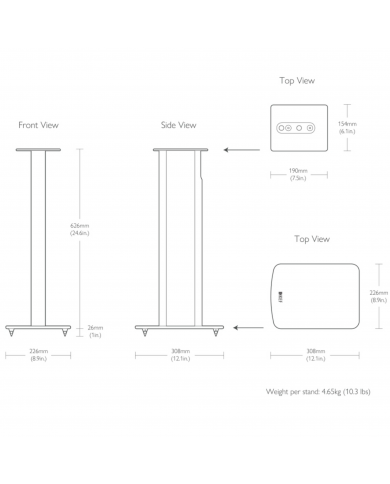 KEF S2 Speaker Stand SIZE