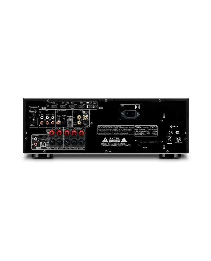 Denon AVR-1312 siyah ev sinema ses alıcısı, arka panel bağlantıları