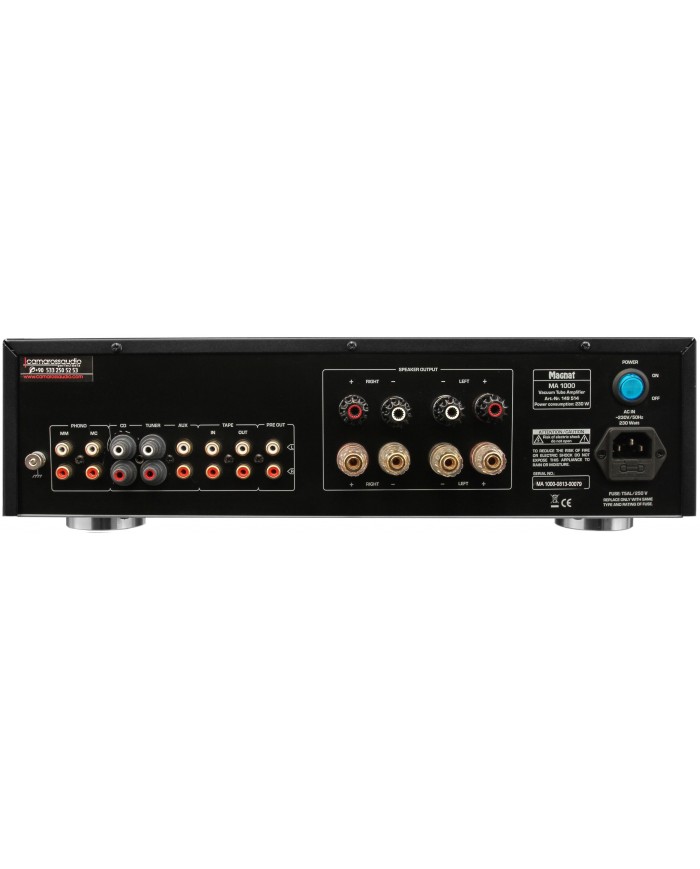 Magnat MA 1000 Vacuum Tube Amplifier arka panel bağlantıları ve güç girişi