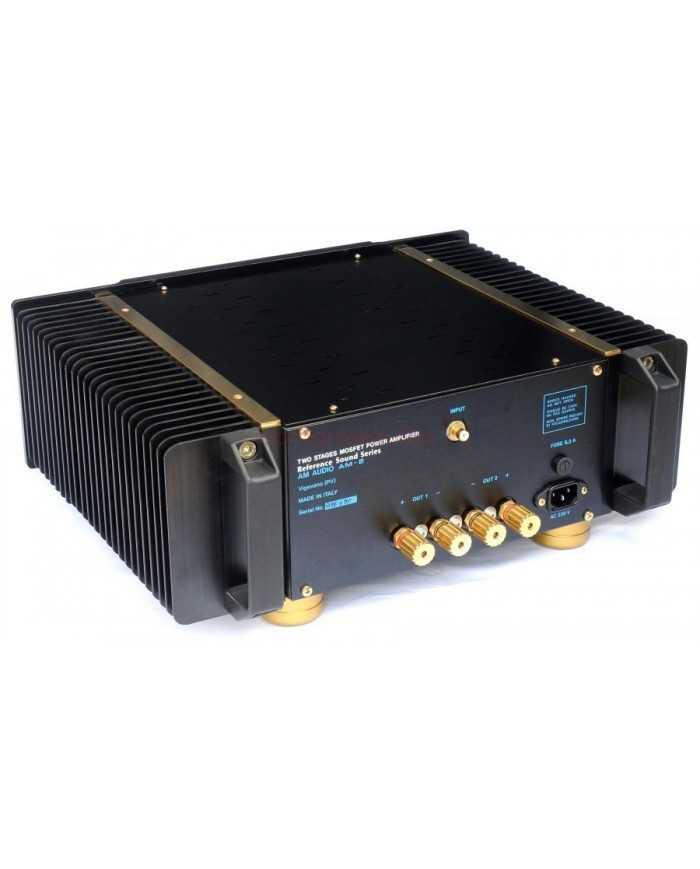 AM Audio AM2 Reference mono power amplifier, black, gold accents, MOSFET, Made in Italy