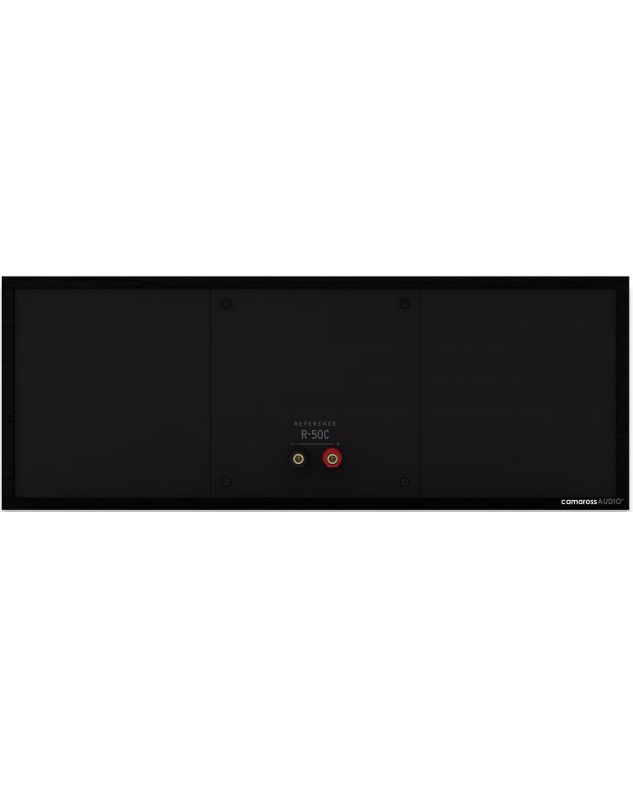Klipsch R-50C Reference serisi siyah hoparlör, banana plug uyumlu bağlantı noktaları.