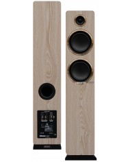 Argon Audio Fenris A55 hoparlör, açık meşe kaplama, altın detaylı.