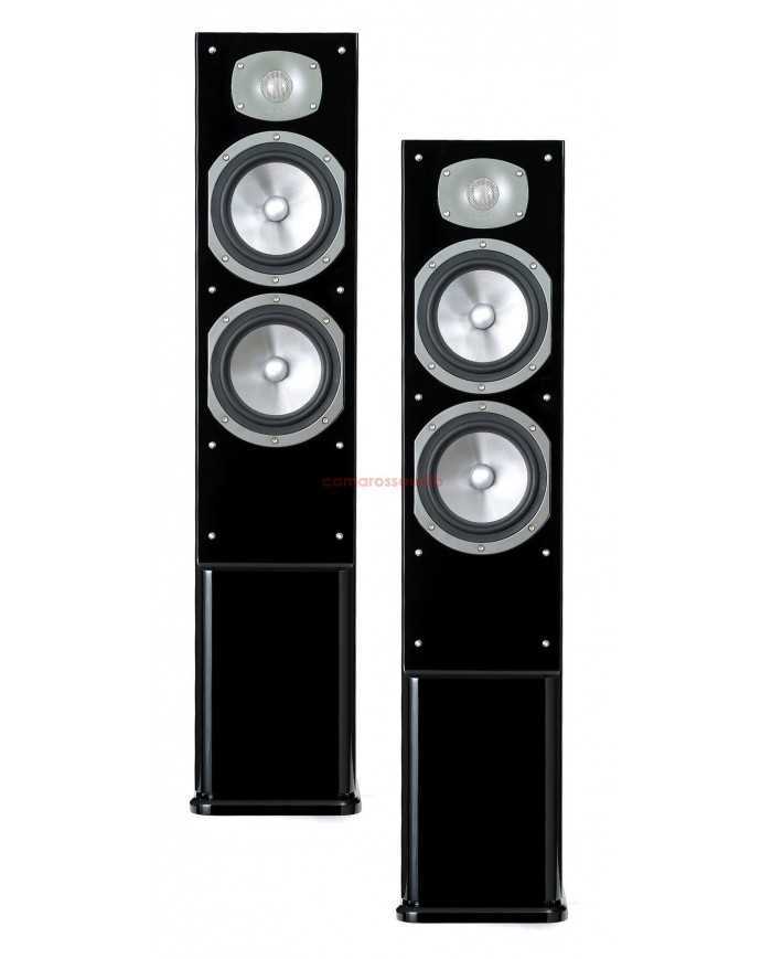 ENERGY 500 siyah parlak kule hoparlörler, çift woofer ve tweeter