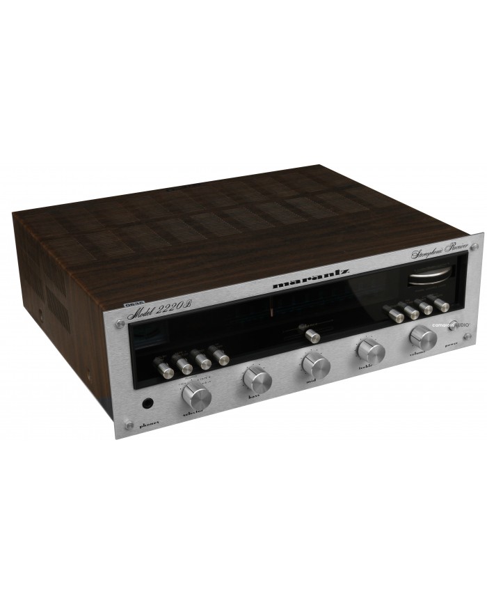Marantz Model 2220B Stereo Receiver, ahşap kaplama, gümüş ön panel