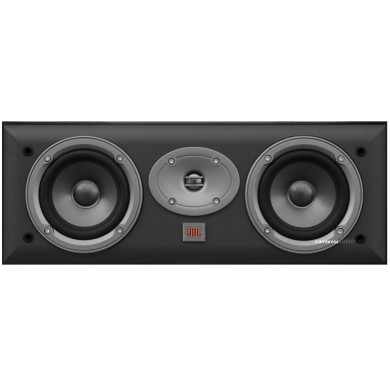 JBL EC25 center channel speaker, two 4-inch woofers, silver tweeter, black finish