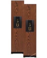 Kef Reference Model Three walnut ahşap kaplamalı hoparlörler, arka bağlantı terminalleri.