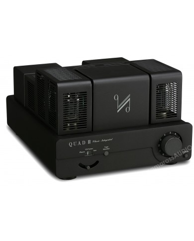 Siyah Quad II Classic entegre tüplü amfi, Hi-Fi ses ekipmanı.