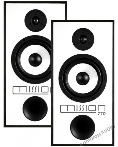 Mission 770 Beyaz Hoparlör, Siyah Detaylı Hi-Fi Kitlesel Hoparlör Eşi.