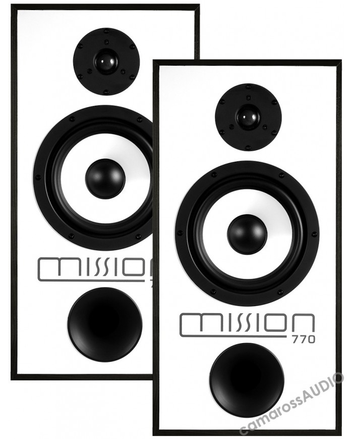 Mission 770 Beyaz Hoparlör, Siyah Detaylı Hi-Fi Kitlesel Hoparlör Eşi.