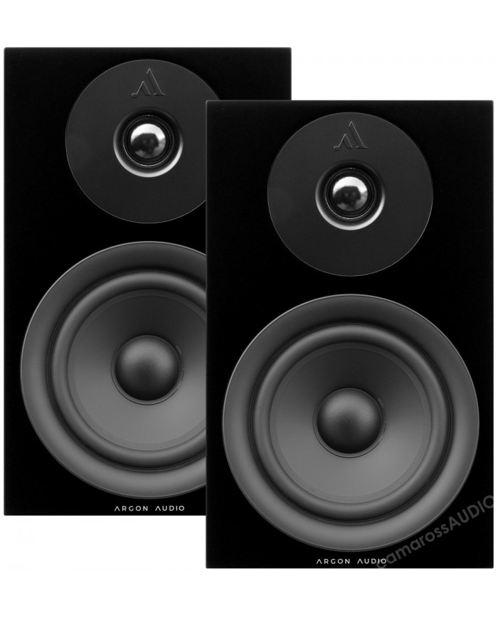 Argon Audio FORUS 5 siyah kompakt hoparlörler, ince ve modern tasarım.