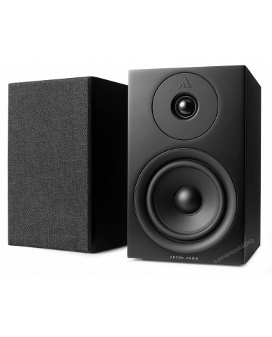 Argon Audio FORUS 5 siyah bookshelf hoparlör, ön panelde Argon Audio logosu.