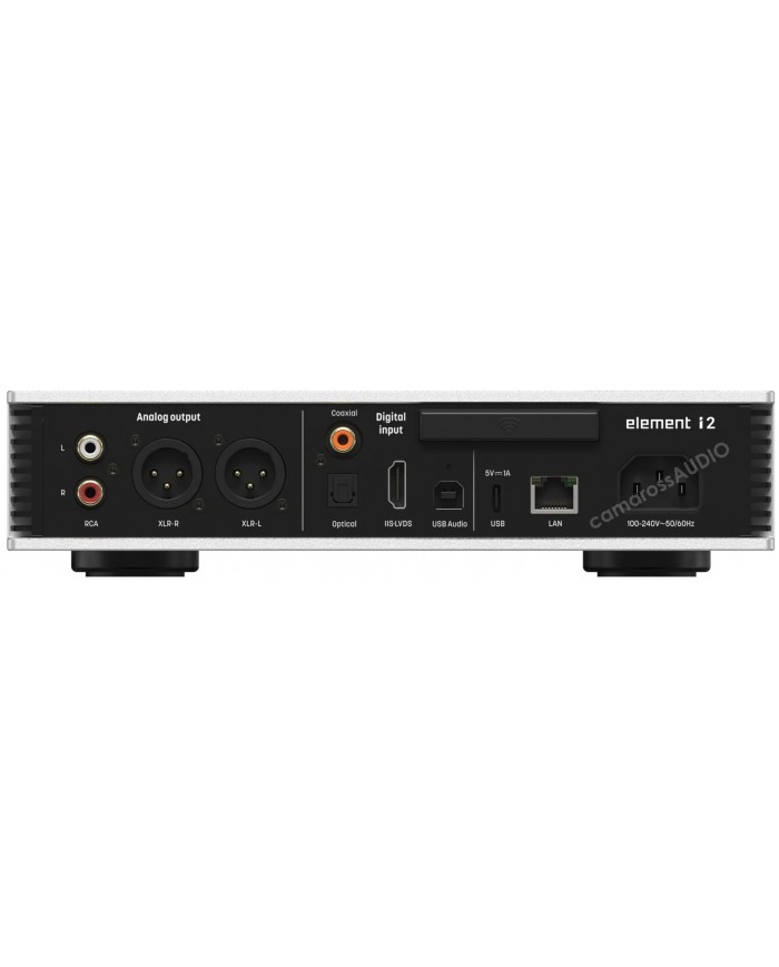 Matrix Audio Element i2 arka panel: RCA, XLR, Coaxial, Optical, IIS-LVDS, USB, LAN portları