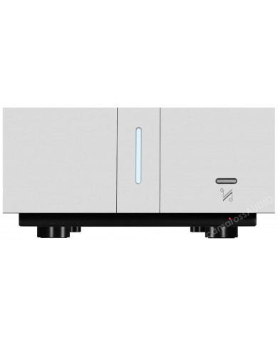 Quad ARTERA Mono Amplifikatör Gümüş Ön Panel Detayı ve Işık Göstergesi