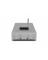 Mission 778X gümüş renkli stereo entegre amplifikatör ve kumanda.