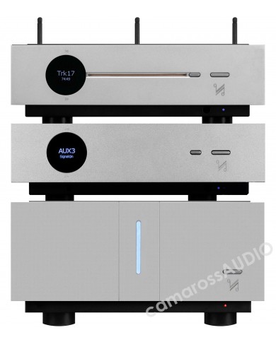 Quad Artera Hi-Fi sistem seti gümüş rengi ses bileşenleri