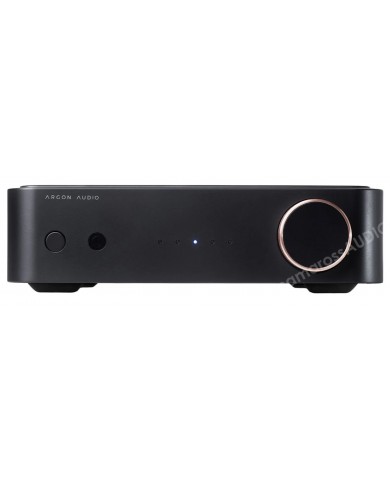 Argon Audio SA2 siyah stereo amplifikatör, metal gövde, döner düğme