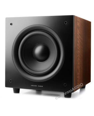 Argon Audio Malmö SUB 6 subwoofer, ceviz kaplama, siyah ön panel.