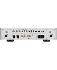 Matrix Audio MS-1 cihazının arka panel bağlantılarını gösteren gümüş renkli ses cihazı.