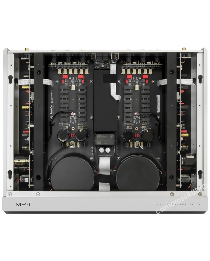 Matrix MP-1 ön amplifikatör iç yapısı, gümüş kasa, ses bileşenleri