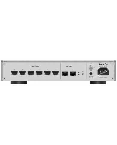 Matrix SS-1 Network Switch arka panel, 2.5G Ethernet ve 10G SFP+ portları.