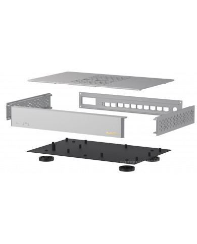 Matrix Audio SS-1 PRO gümüş rengi, metal kasa, demonte edilmiş bileşenler.
