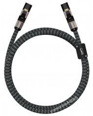 Matrix Audio CAT6A örgü network kablo, siyah/gri, yüksek performanslı Ethernet.