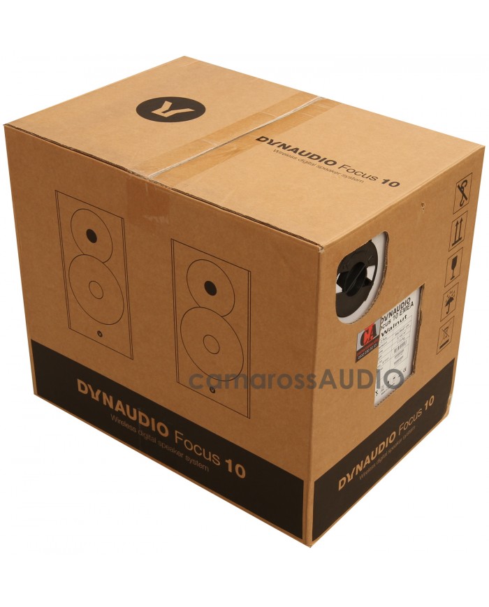 Dynaudio Focus 10 kablosuz dijital hoparlör kutusu, Ceviz rengi.