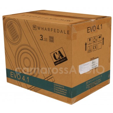 Wharfedale EVO 4.1 hoparlör kutusu, ses sistemi ambalajı.