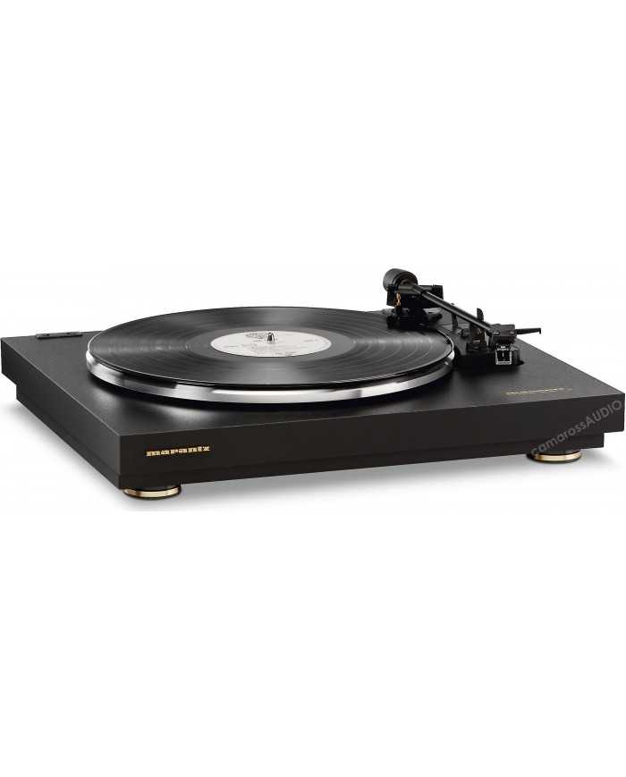Marantz TT42 siyah plak çalar, otomatik çalıştırma, ince tasarım.