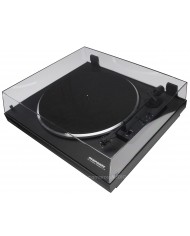 Marantz TT42 tam otomatik siyah plak çalar, şeffaf toz kapağı ile.