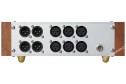 Khozmo Passive Balance Preamplifier 8 XLR giriş/çıkışlı gümüş metal kasa ahşap yan panelli