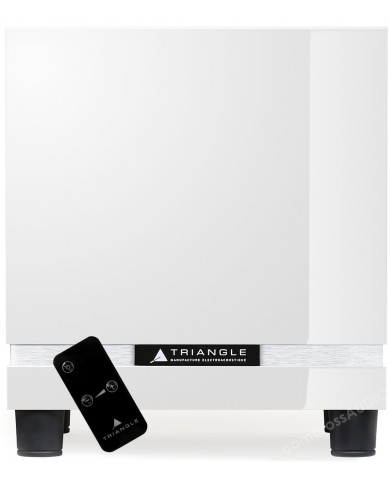Triangle Thetis 300 aktif subwoofer beyaz parlak, kumandalı ön görünüm