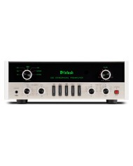 McIntosh C22 MKV Preamplifikatör ön panel, yeşil ekran, gümüş renkli.