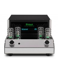 McIntosh C8 Lambalı Preamplifikatör, parlak krom ve yeşil tüplü ön panel.
