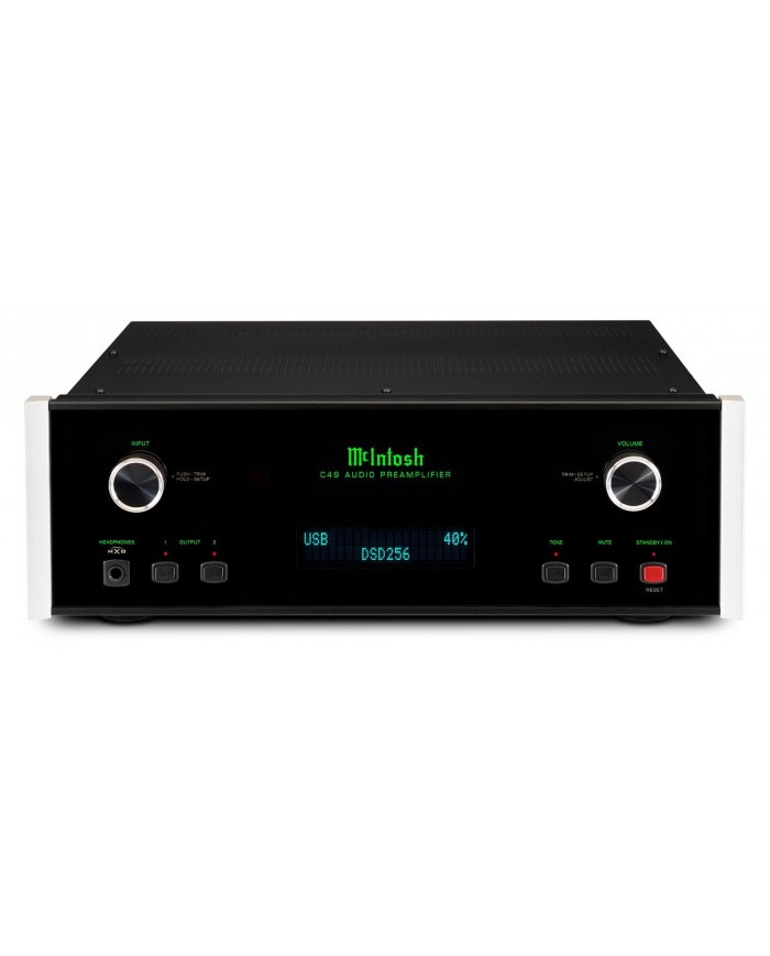 McIntosh C49 Siyah Preamplifikatör Ön Panel Detayı USB DSD256