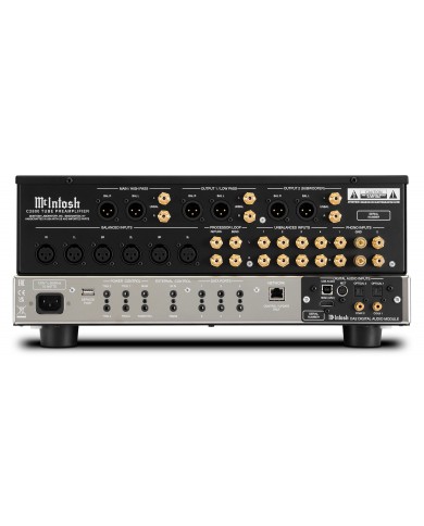 McIntosh C2800 Lambalı Preamplifikatör arka bağlantı portları ve DA2 modülü.