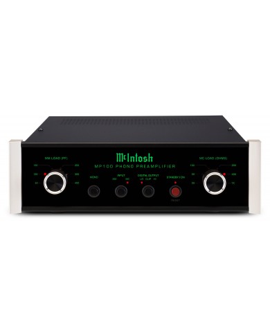 McIntosh MP100 Siyah Fon Preamplifikatörü Ön Panel Görünümü